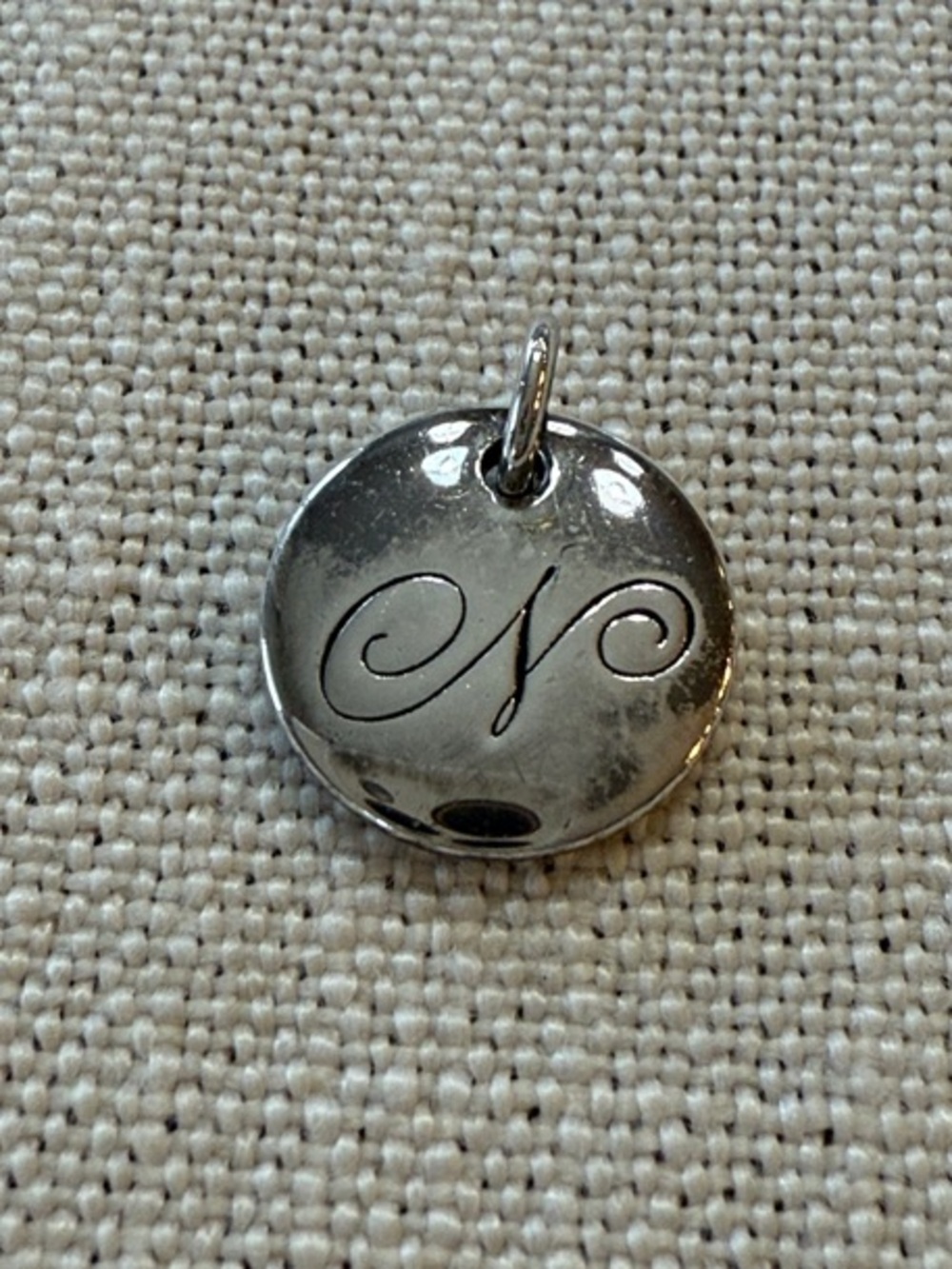 Tiffany & Co. Engraved 'N' Round Charm Pendant - Silver